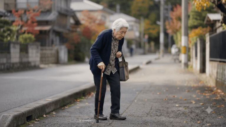 老人が歩いている姿